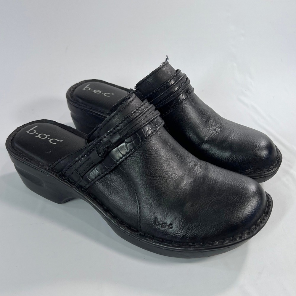 b.o.c. Peggy Women's Size 10M Black Faux Leather Open Back Clog Mules Casual